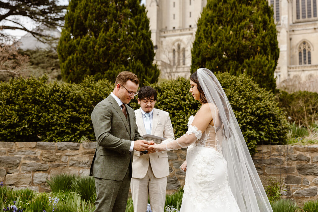 elopement ceremony in front of the national cathedral, dc