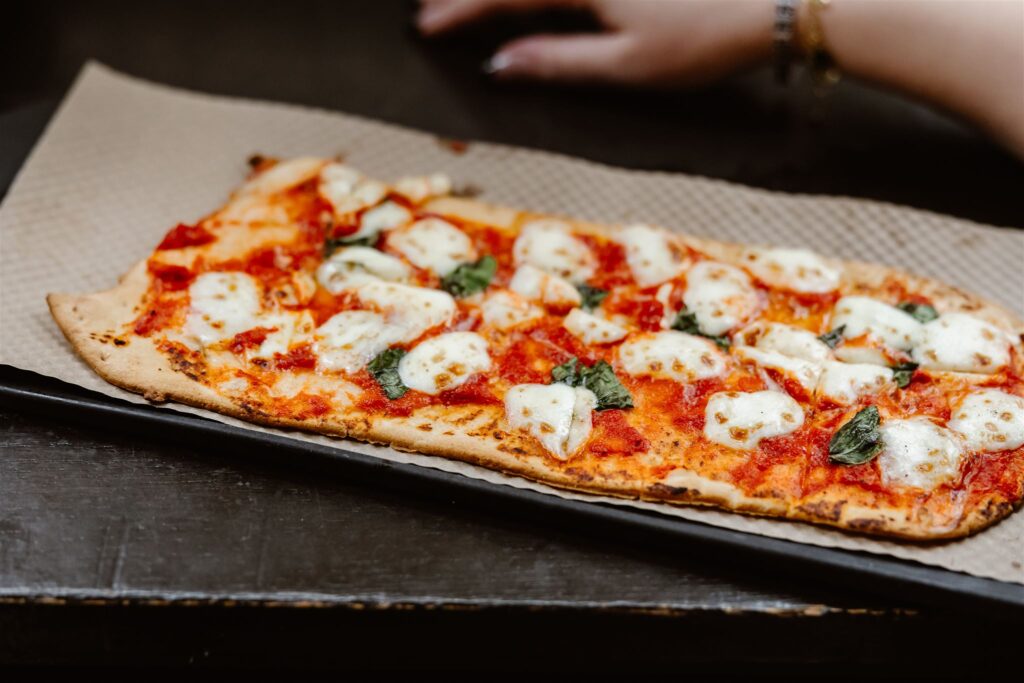 close up of a pizza