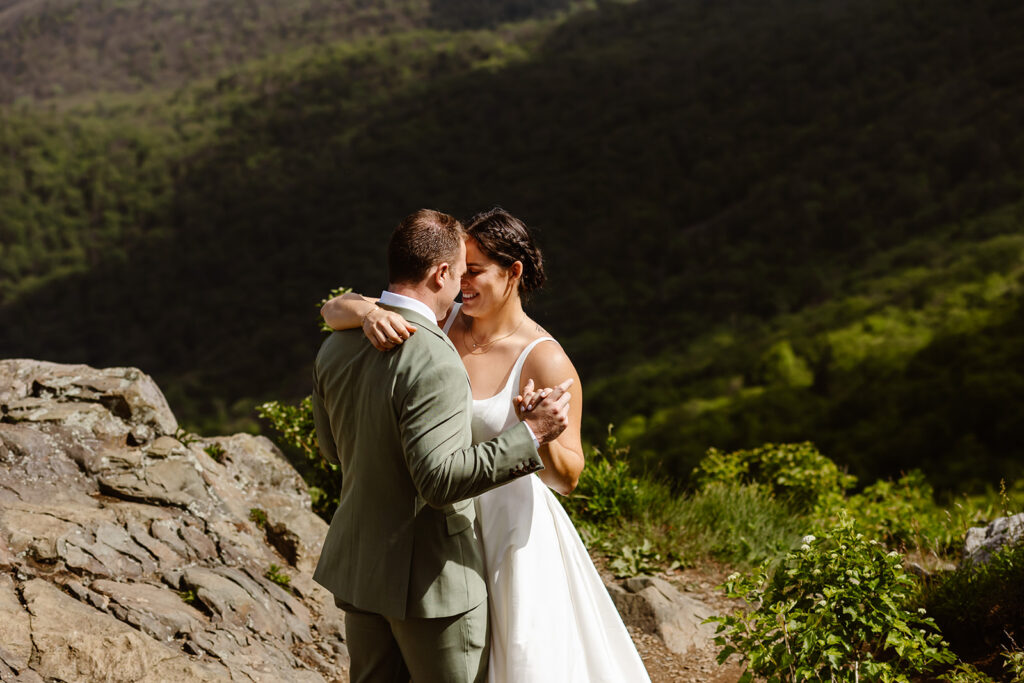 romantic shenandoah national park full day elopement with mountain views