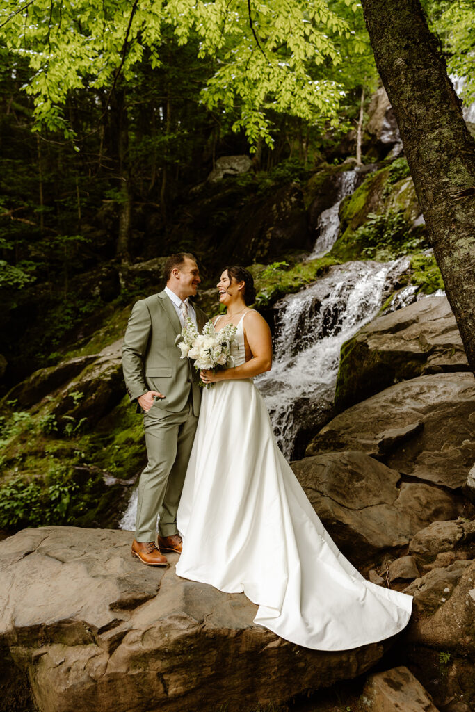 shenandoah national park elopement at the waterfall