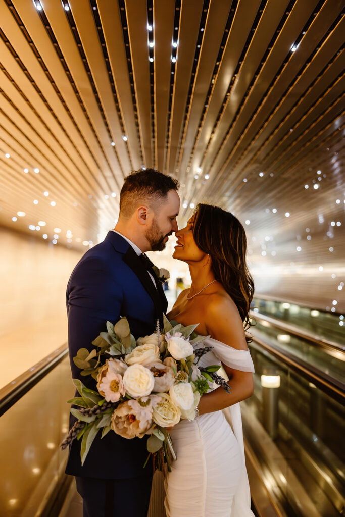 romantic elopement couple at the union station in washington DC