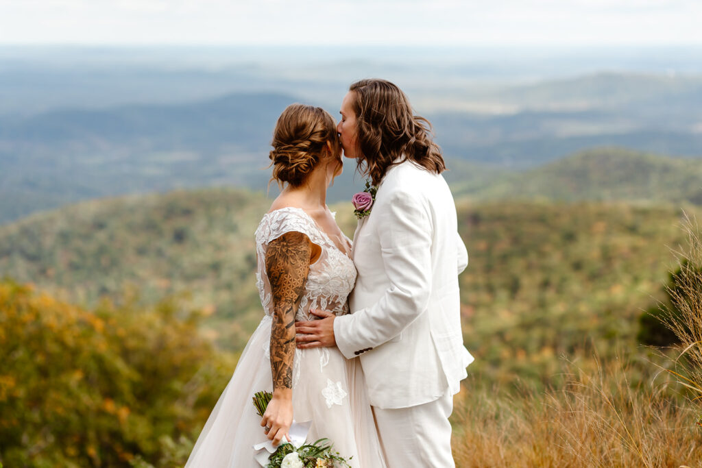 lgbtq couple at shenandoah national park with mountain views