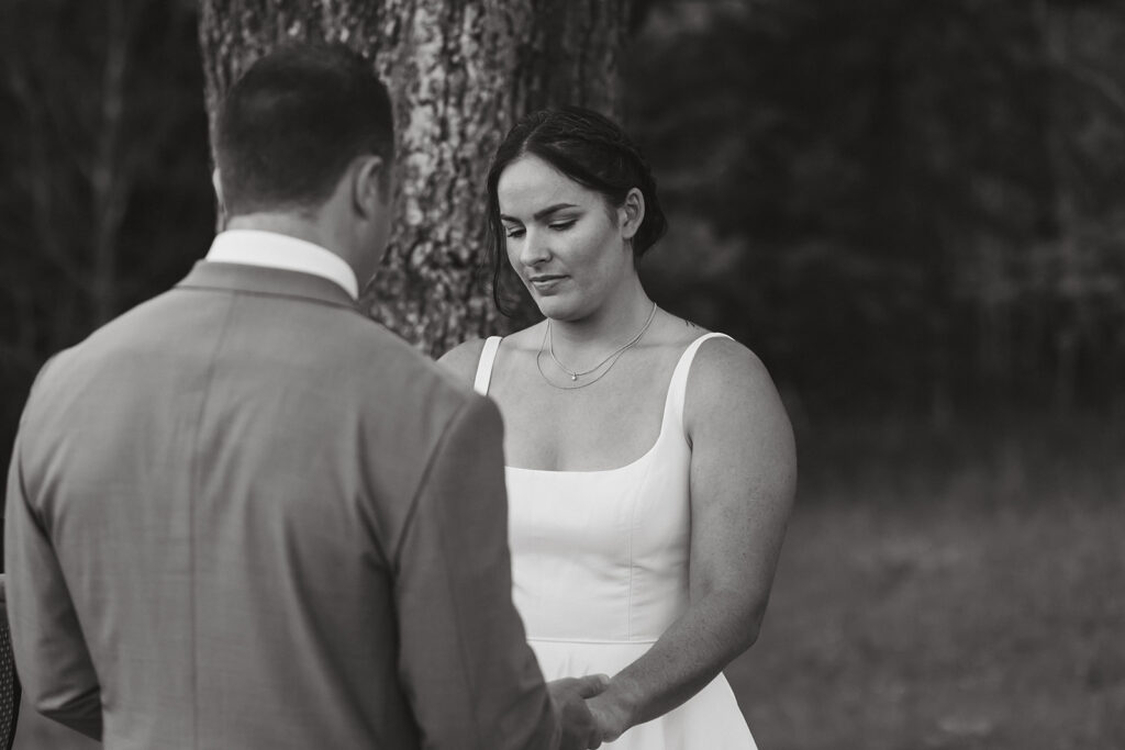 candid moments between bride and groom during elopement ceremony
