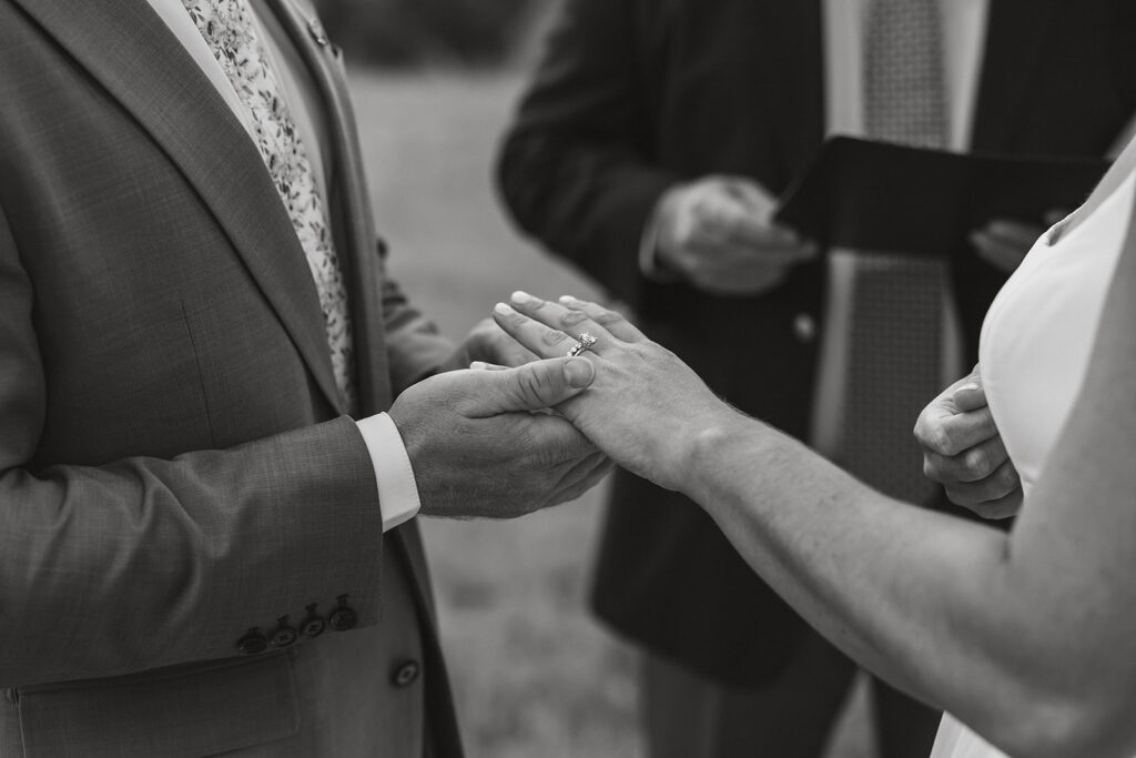 candid moments between bride and groom during elopement ceremony