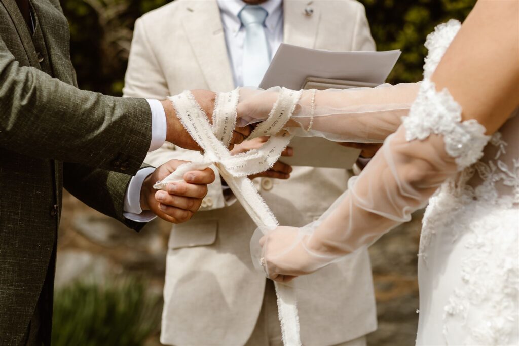 hand fasting ritual during elopement ceremony in dc