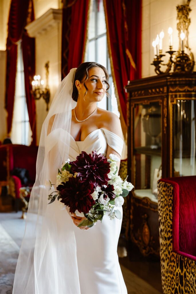 elegant bridal portrait at st regis hotel lobby