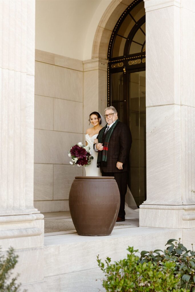 dad walking bride down the aisle for washington dc micro wedding
