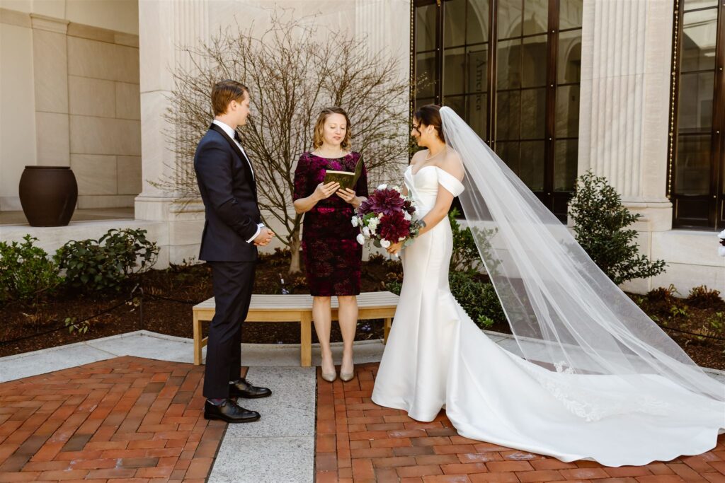 DC micro wedding ceremony at the courtyard of Freer Gallery of Art