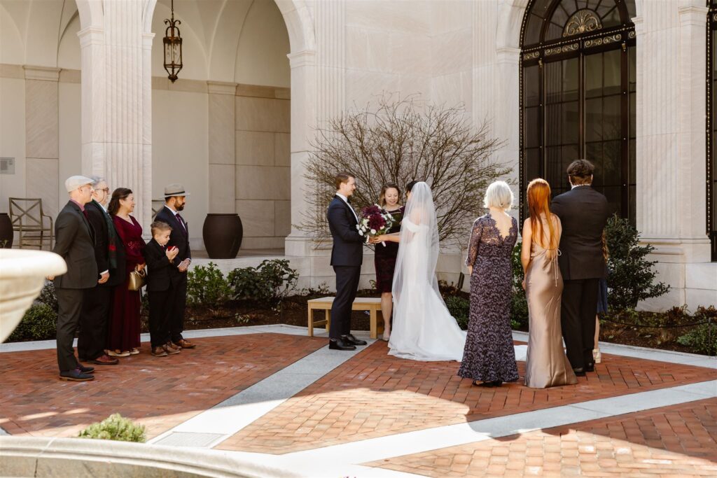 DC micro wedding ceremony at the courtyard of Freer Gallery of Art