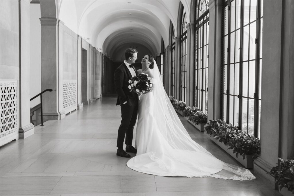 bride and groom exploring the freer gallery of art in dc