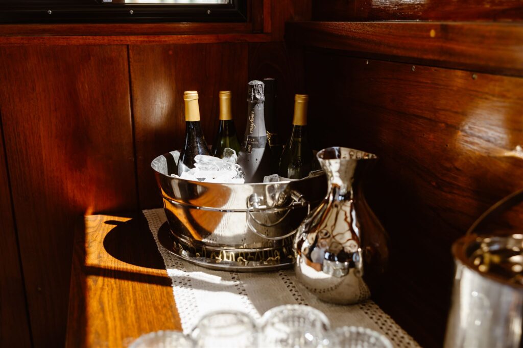 champagne chilling in an ice bucket