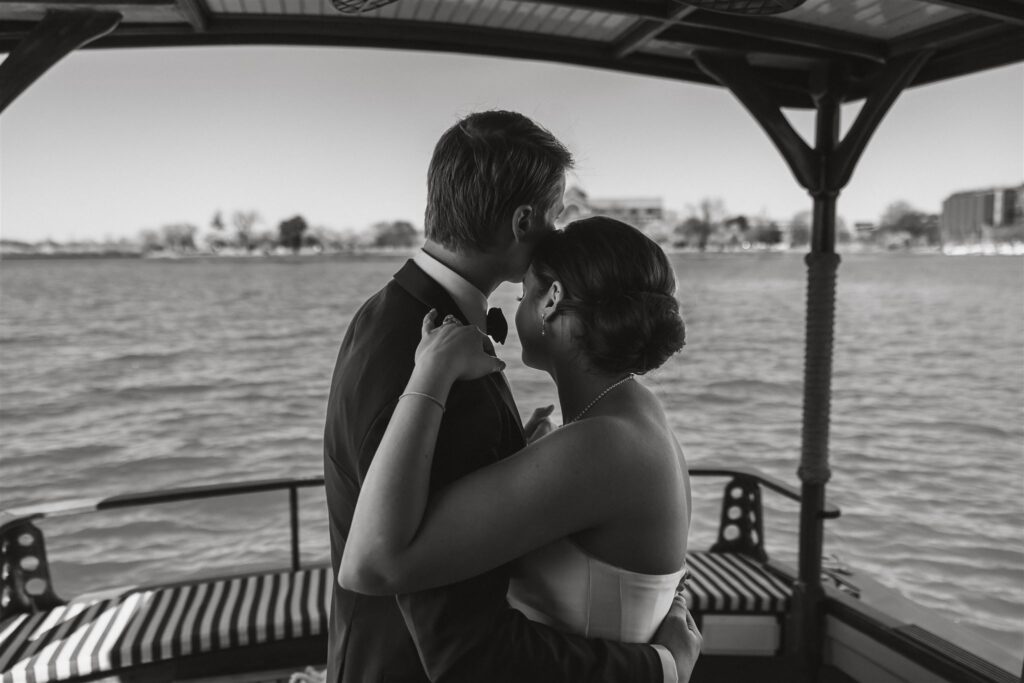 intimate bride and groom moment during their yacht wedding celebration in dc