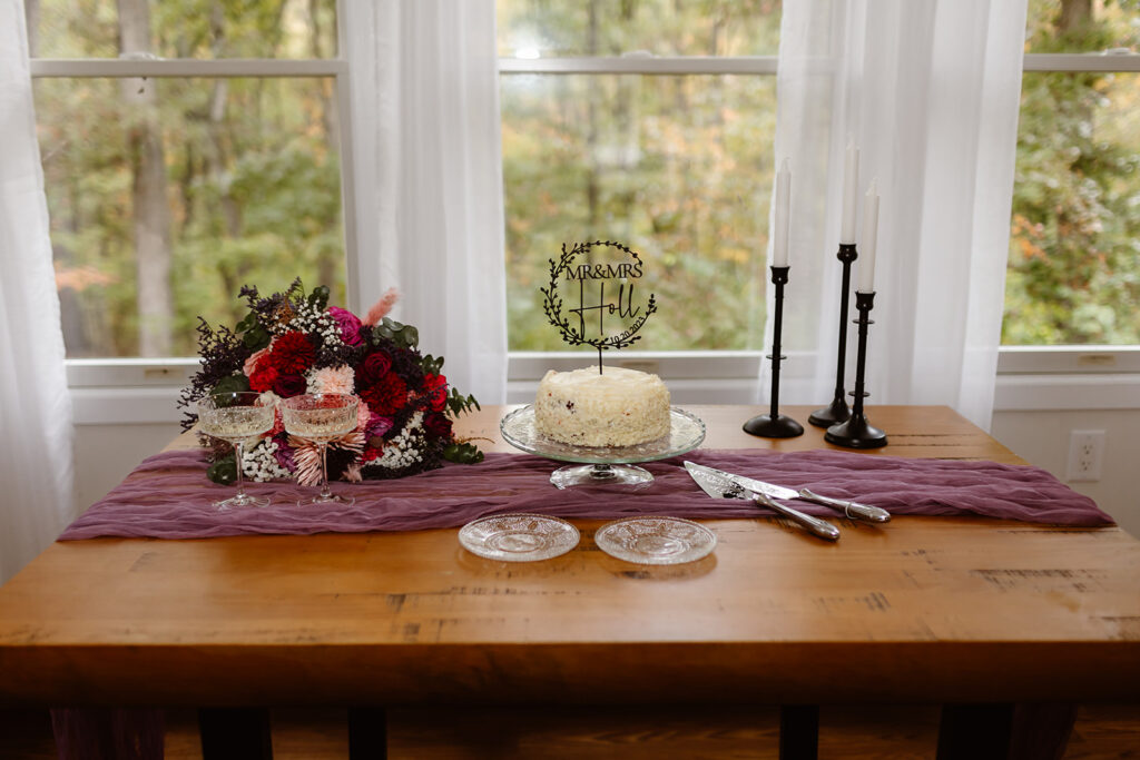 elopement cake set up