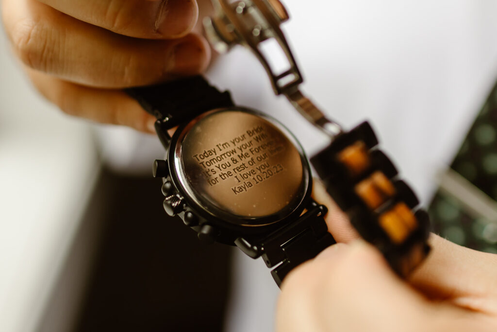 custom engraved watch for the groom