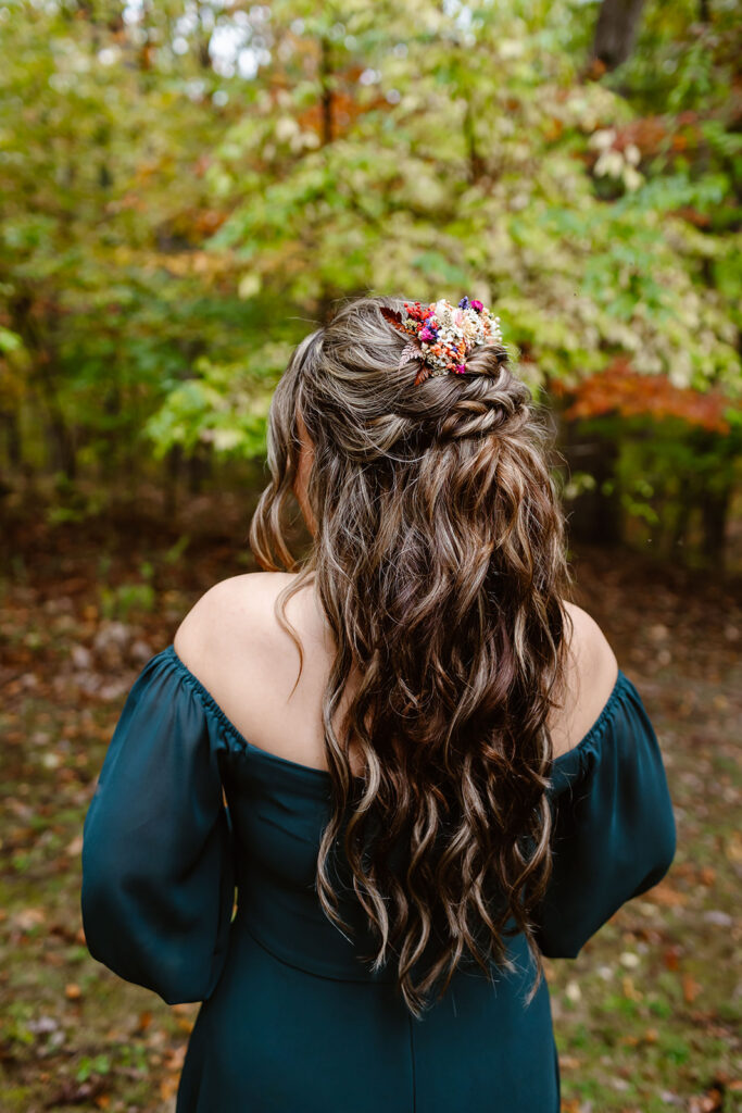 close up of bridal hair do