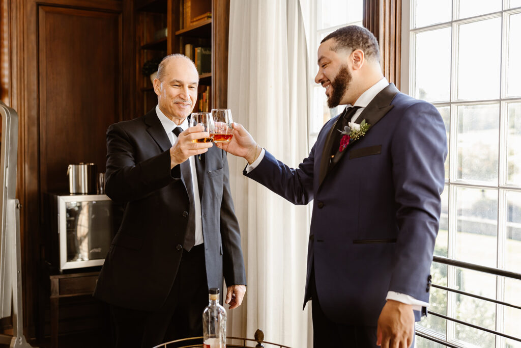 toast with the guys ahead of the big day
