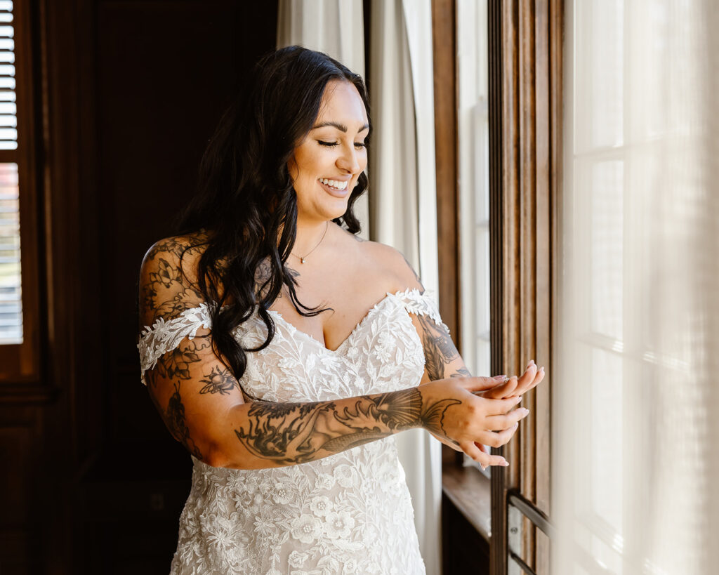 bride getting ready for the wedding