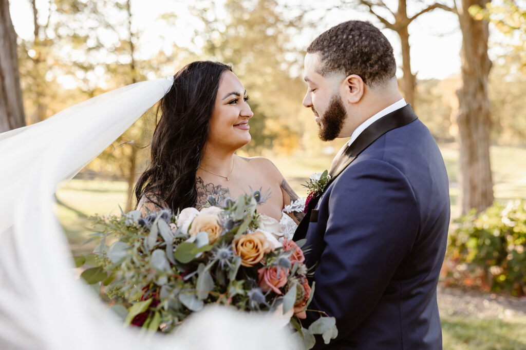 bride and groom at the winery at bull run