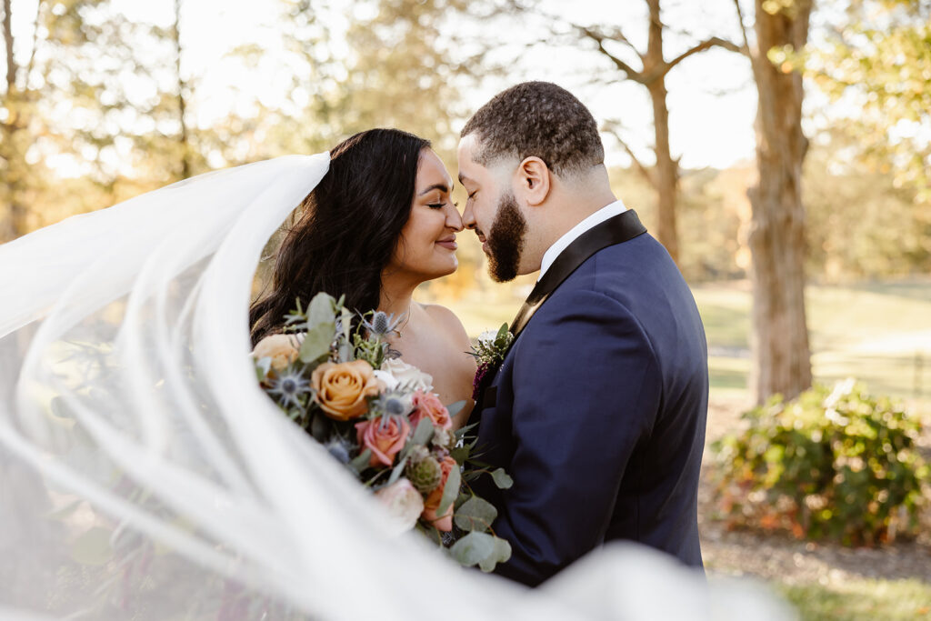 bride and groom at the winery at bull run