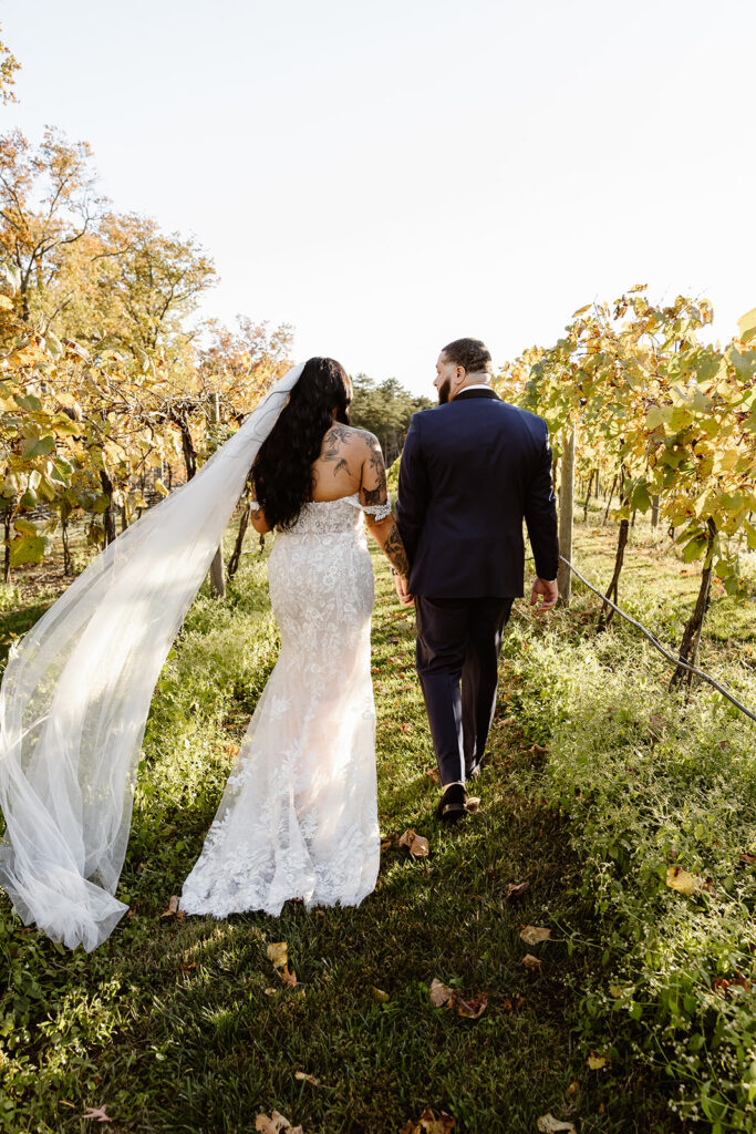 golden hour portraits in the vineyard during the winery micro wedding