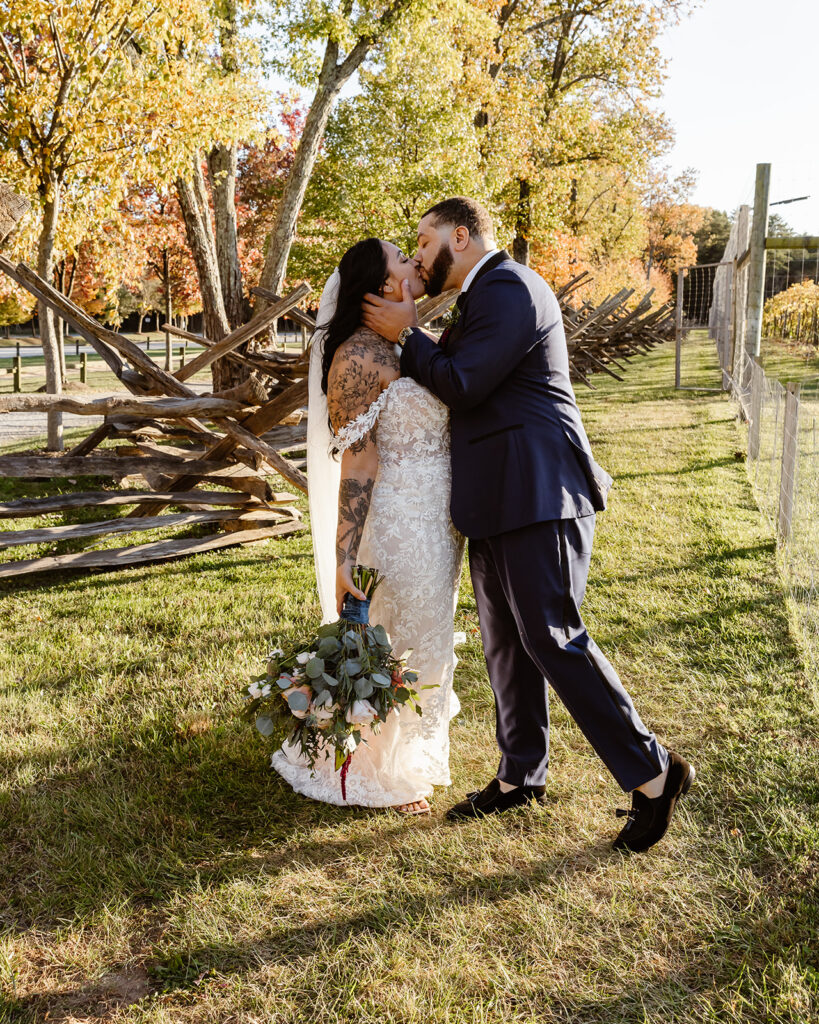 golden hour portraits in the vineyard during the winery micro wedding