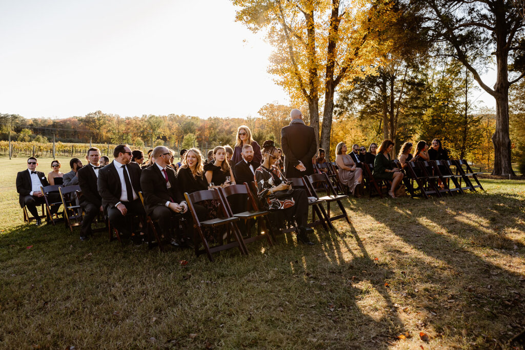 micro wedding ceremony at the winery at bull run