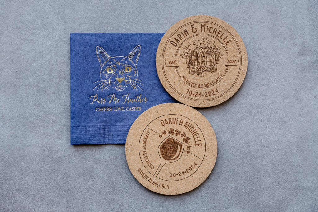 custom wedding napkins and coasters