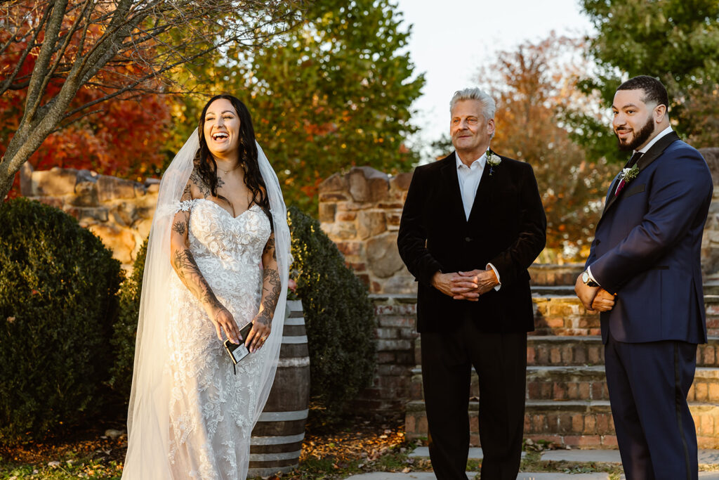 micro wedding ceremony at the winery at bull run