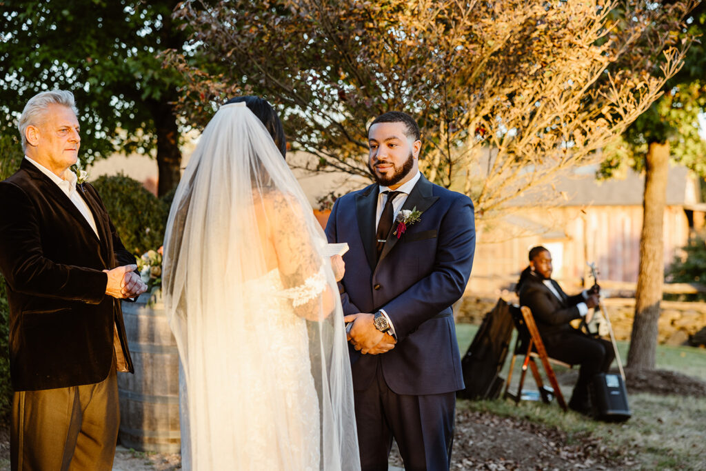 micro wedding ceremony at the winery at bull run