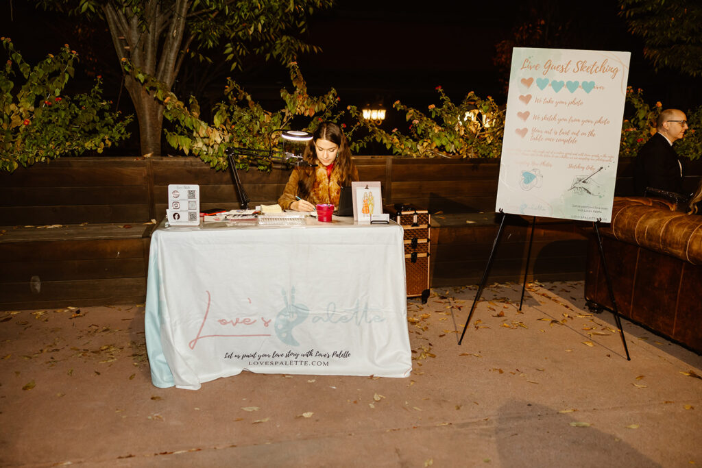 water color artist painting portraits of guests