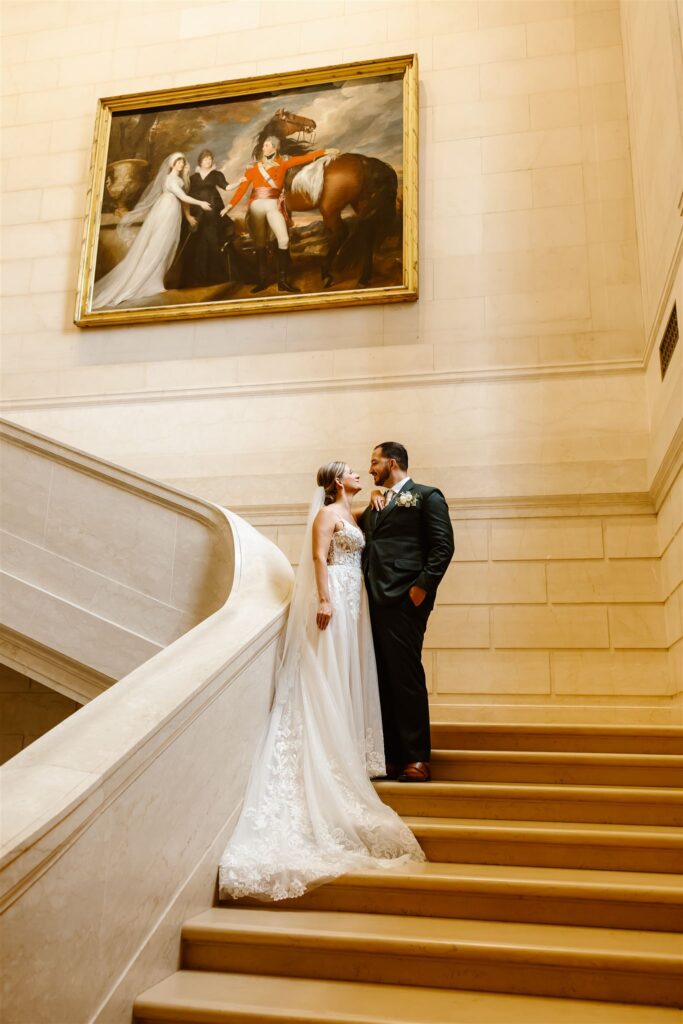 sweet elopement couple at the national gallery of art