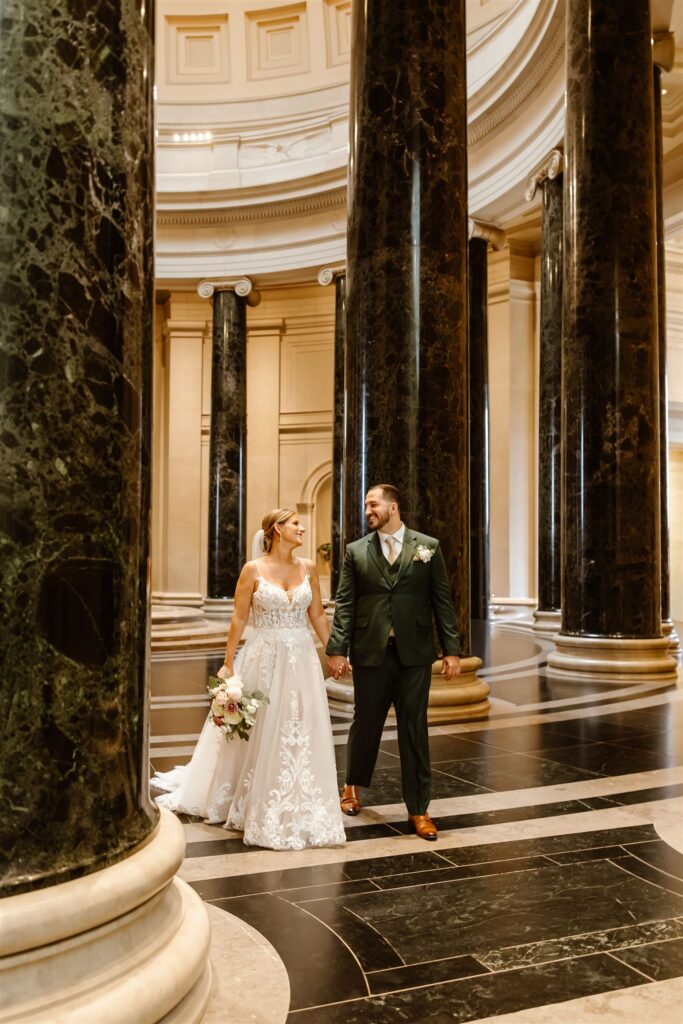 sweet elopement couple at the national gallery of art