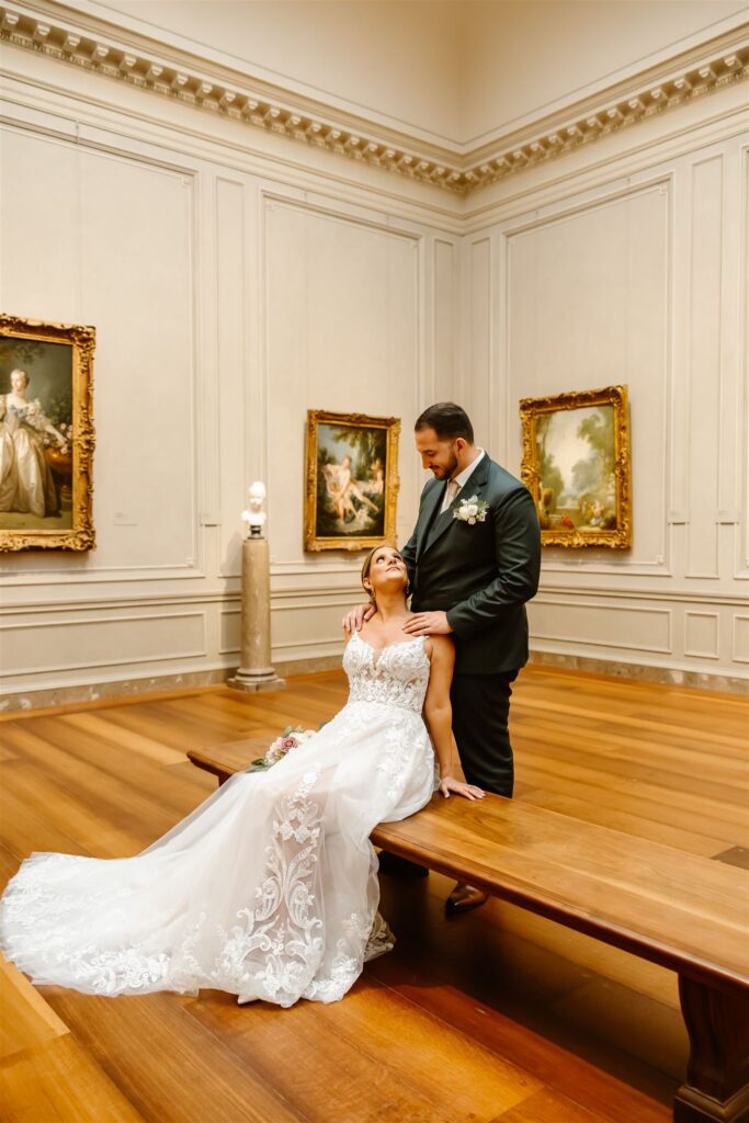 sweet elopement couple at the national gallery of art