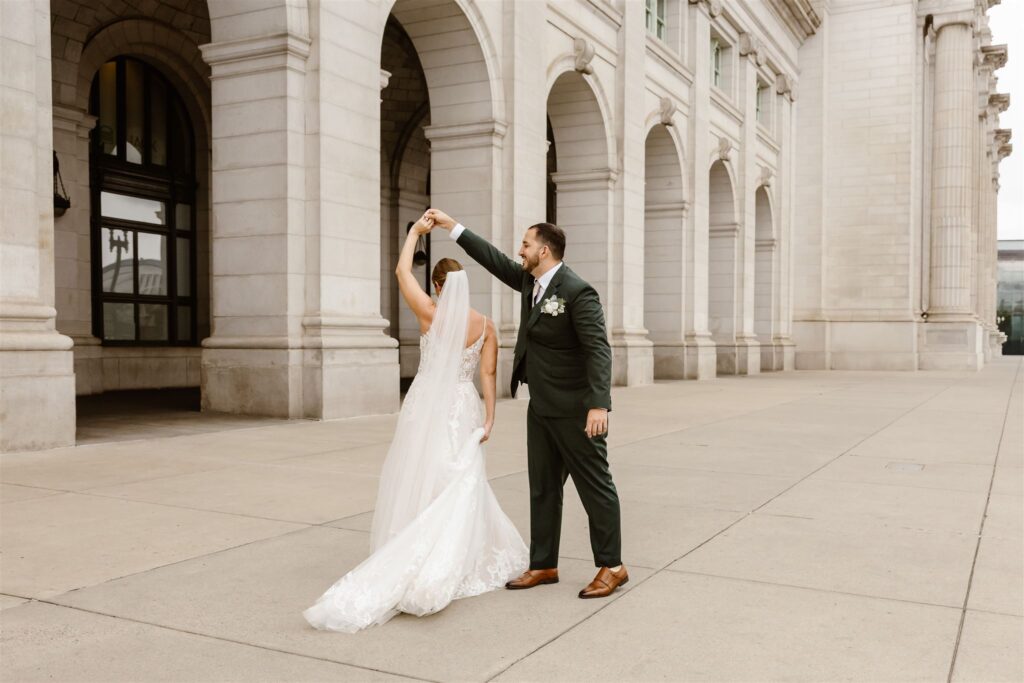 romantic, simple elopement inspiration in front of the union station in washington dc