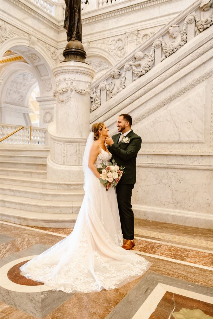 romantic elopement couple moments inside the Library of Congress in DC
