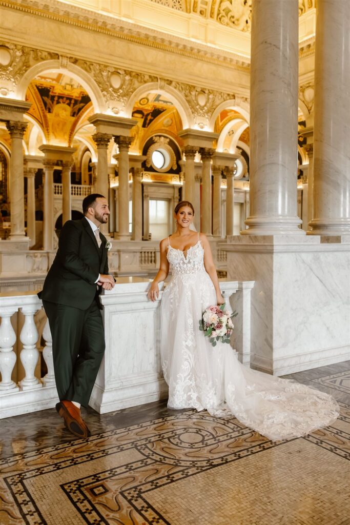 romantic elopement couple moments inside the Library of Congress in DC