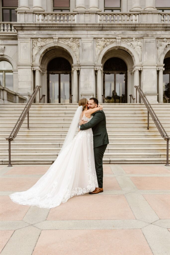 romantic elopement ceremony outside of the Library of Congress in DC