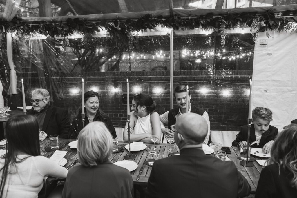 sweet elopement reception with family