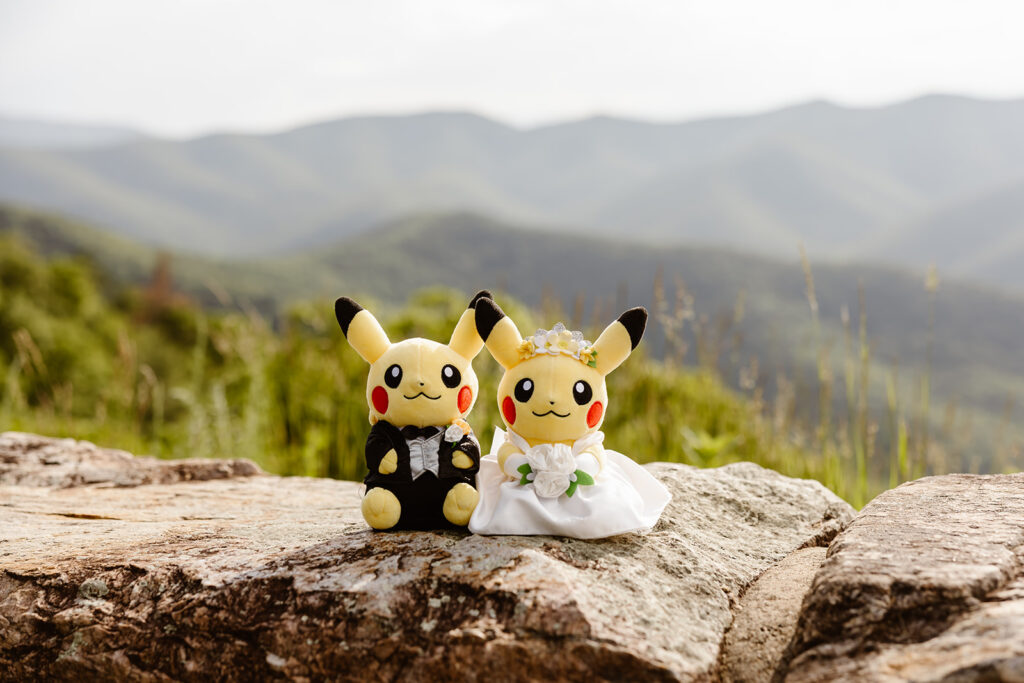 cute pikachu plushies in wedding attire