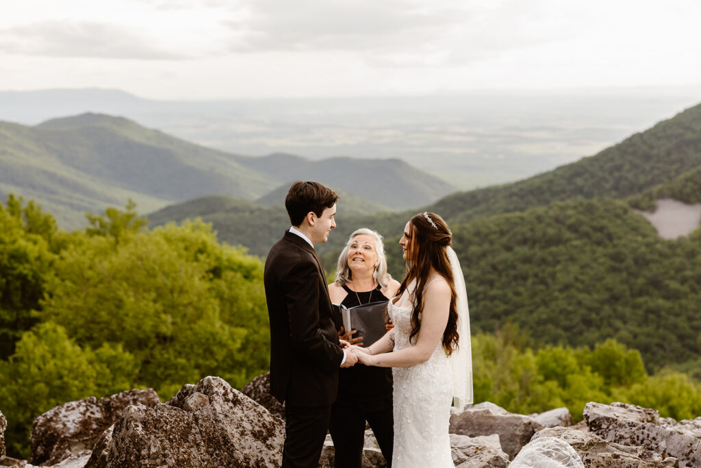 shenandoah national park elopement ceremony at a mountain overlook