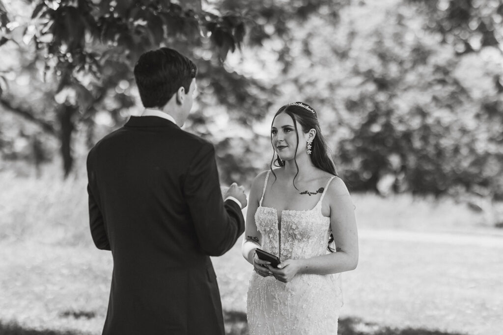 bride and groom private vow exchange during a summer elopement in shenandoah