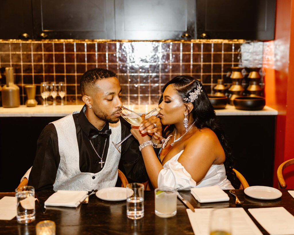 intimate elopement reception at they lyle's restaurant 