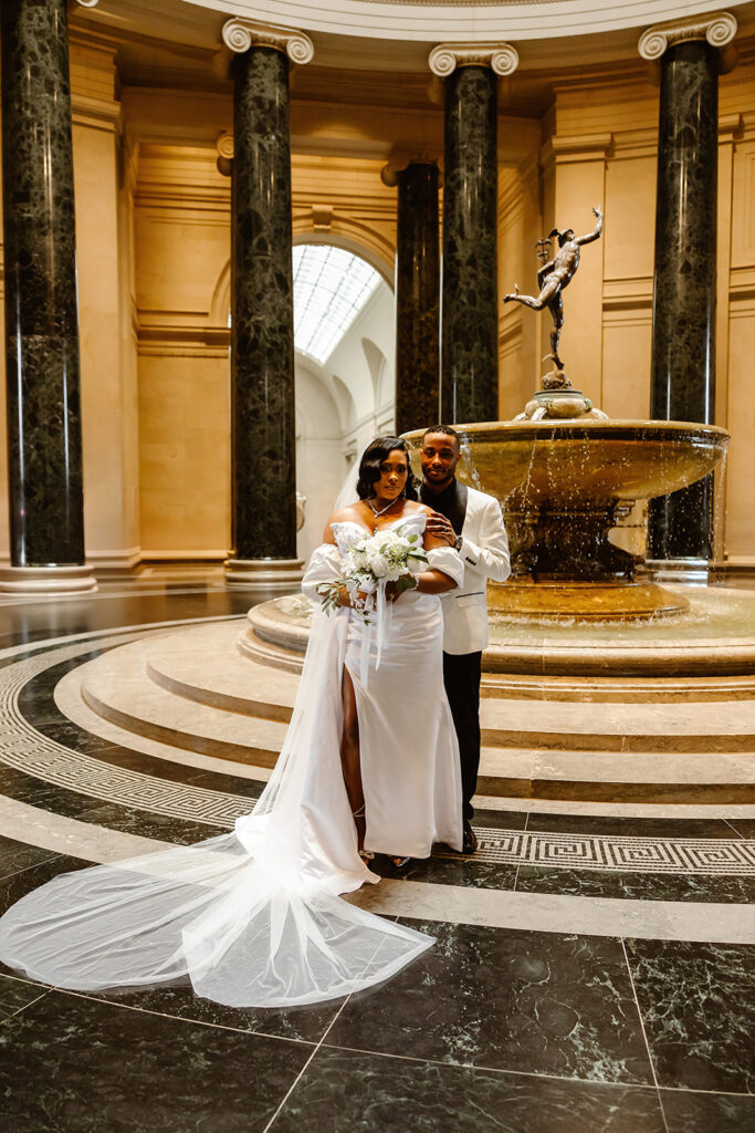 bride and groom last minute elopement at the national gallery of art