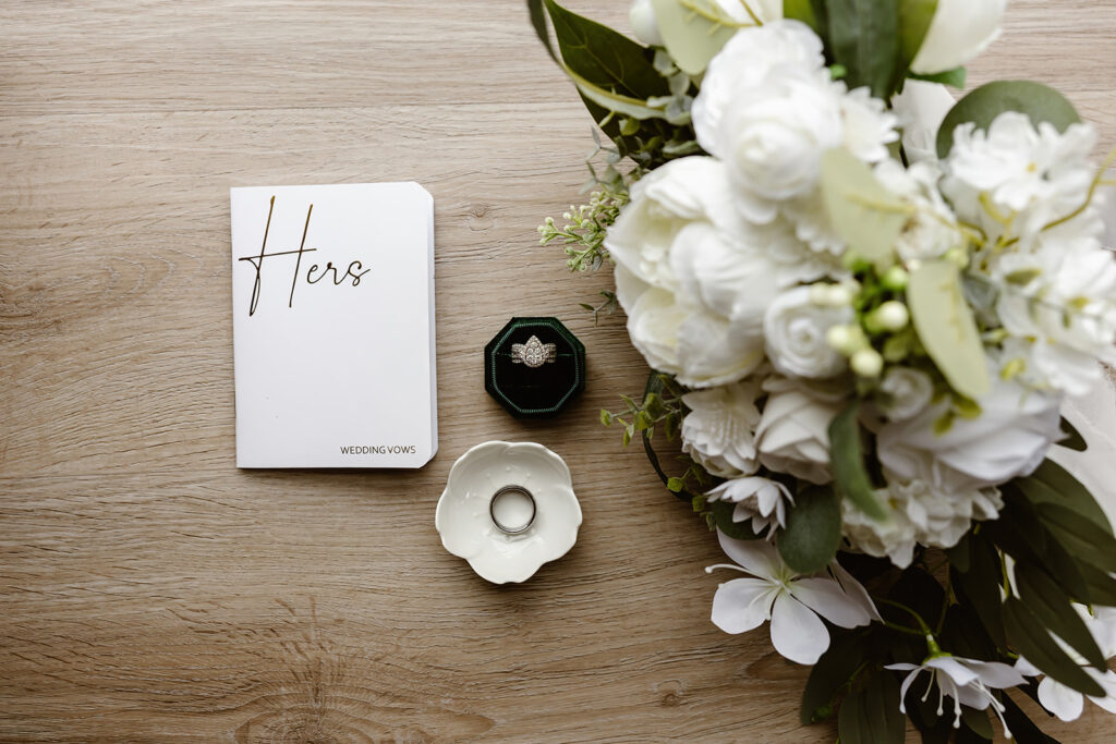 elegant elopement detail flatlay