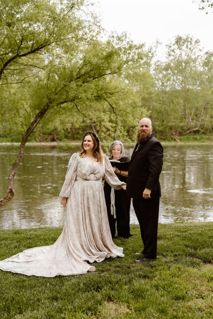 modern viking wedding elopement ceremony at the shenandoah river