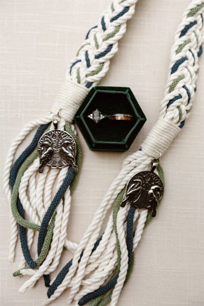 modern viking wedding details for a shenandoah elopement