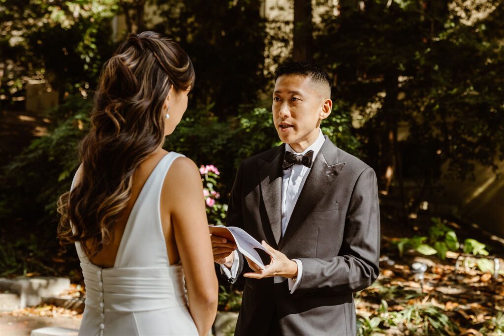 candid elopement ceremony at the spanish steps in washington dc