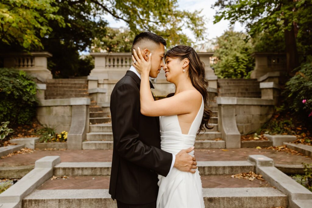 candid elopement ceremony at the spanish steps in washington dc