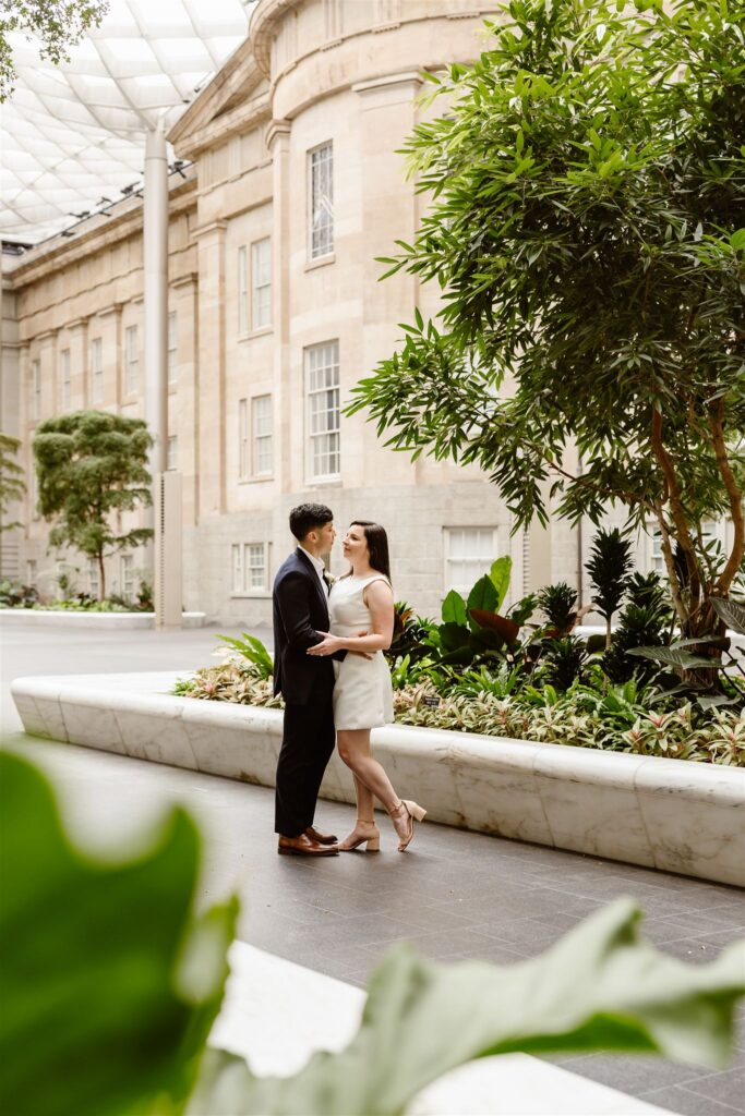 sweet elopement couple at the national gallery of art
