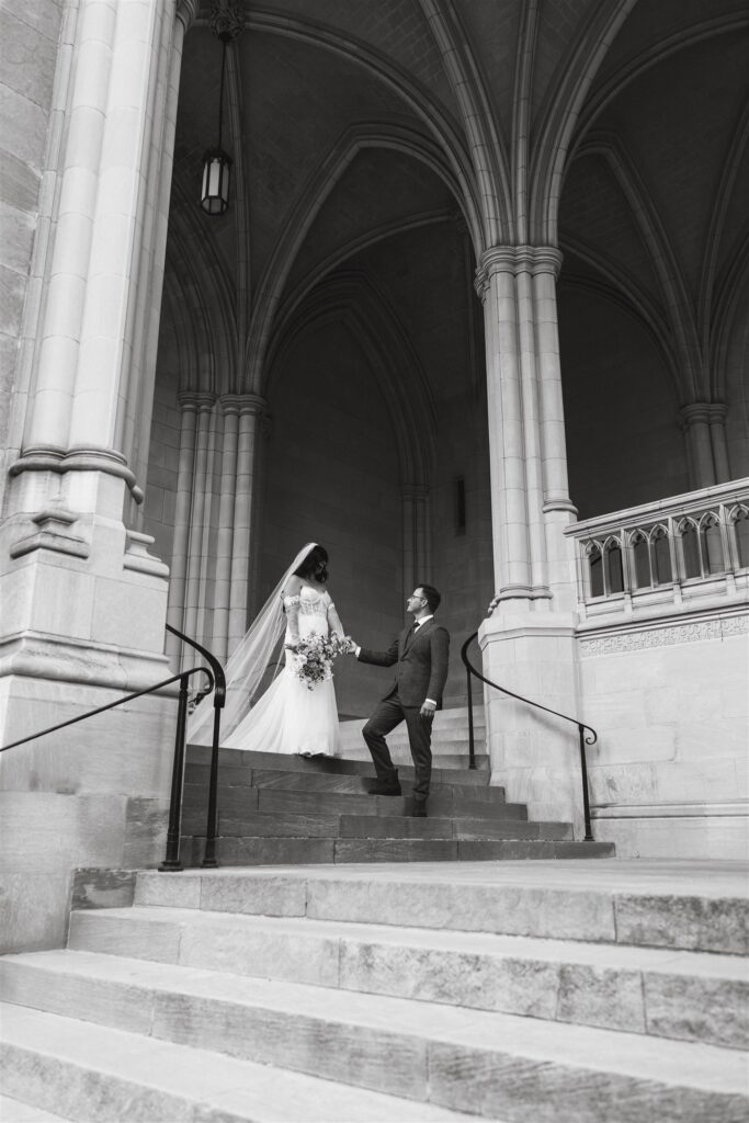 cherry blossom elopement at the national cathedral in washington dc